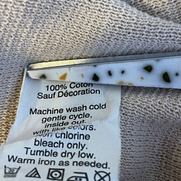 J Crew Tan Cotton Sweater White Lace Appliqués on Sleeve Size S - Picture 7 of 7